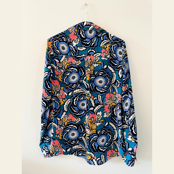 EXPRESS Satin Printed Boyfriend Portofino Blouse - Size S - Picture 2 of 4